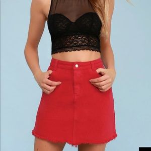 Lulu’s Red Denim Skirt